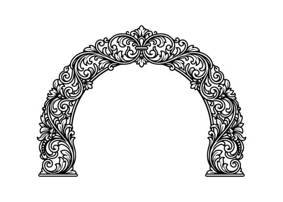 Victorian Floral Arch Ornament SVG