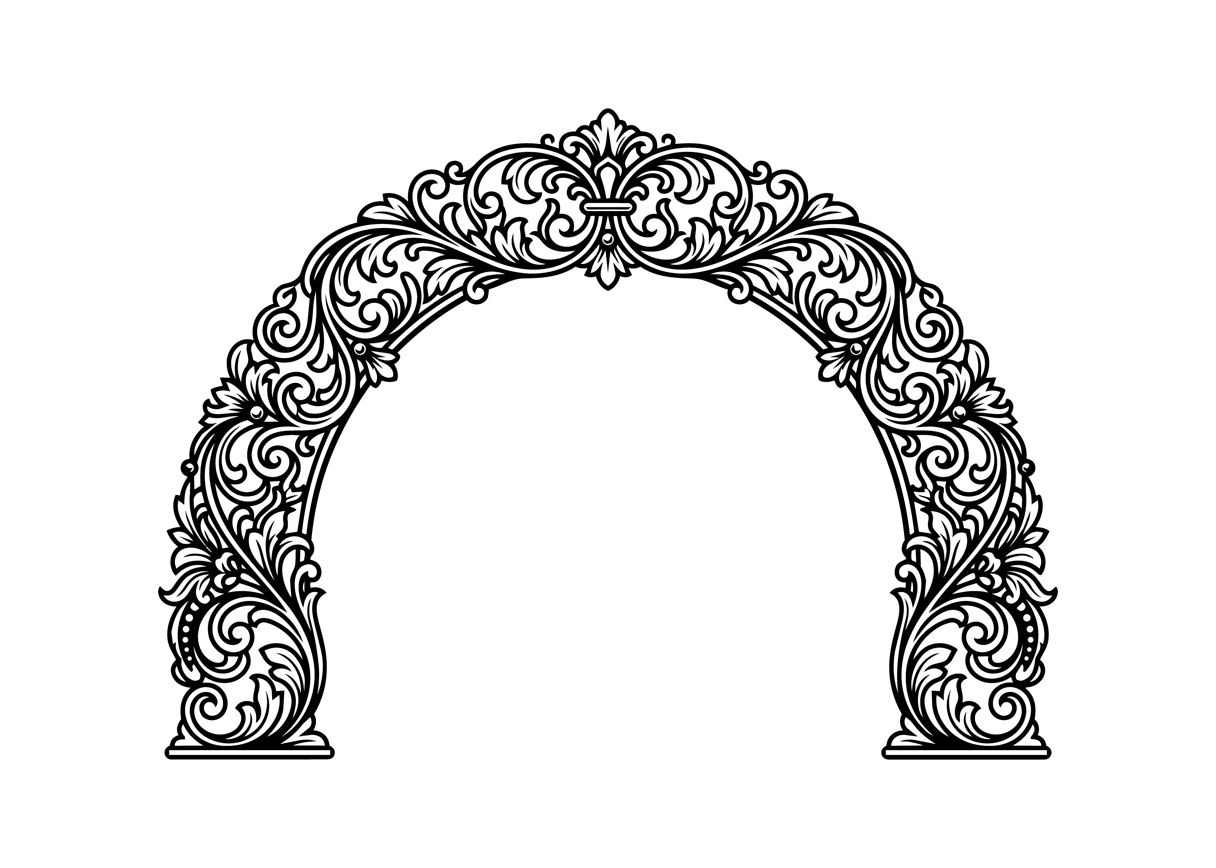 Victorian Floral Arch Ornament SVG