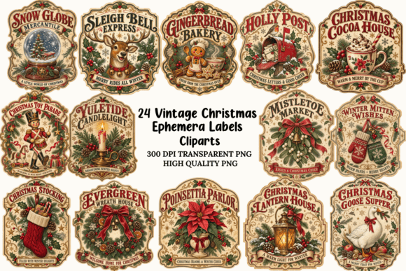 Vintage Christmas Ephemera Labels Bundle