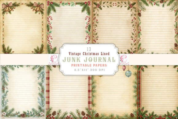 Vintage Christmas Lined Junk Journal