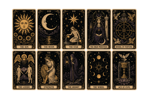 Vintage Tarot Cards Set Major Arcana