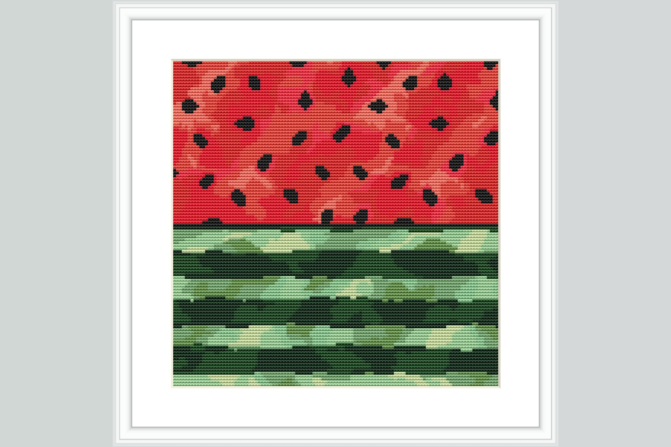 Watermelon Slice Cross Stitch Pattern