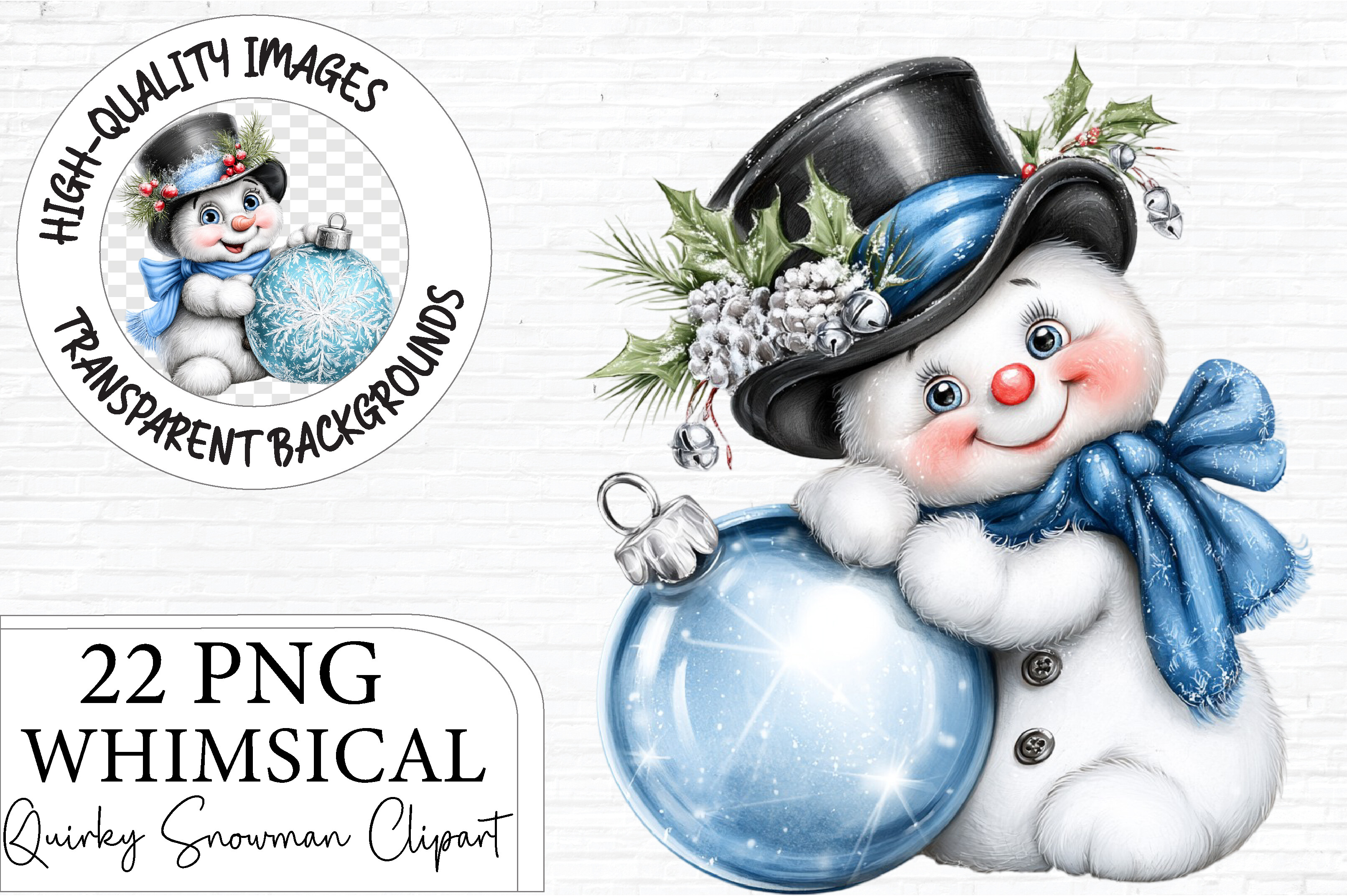 Whimsical Christmas Snowman Clipart