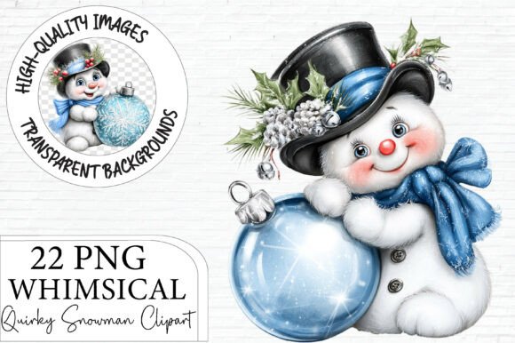Whimsical Christmas Snowman Clipart Graphic Illustrations By Artoya