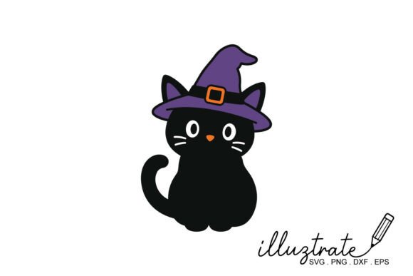 Witch Cat Halloween SVG Clipart