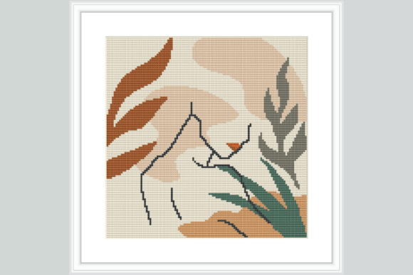 Woman and Plants Cross Stitch Pattern