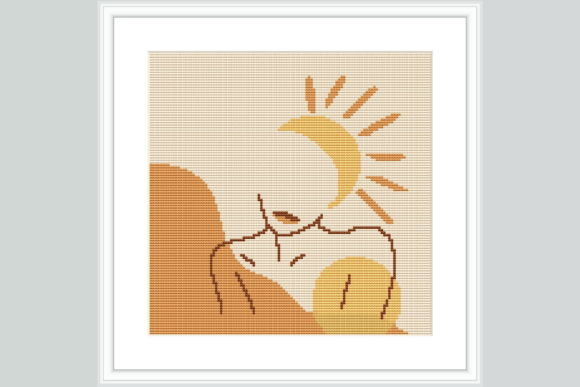 Woman and Sun Cross Stitch Pattern