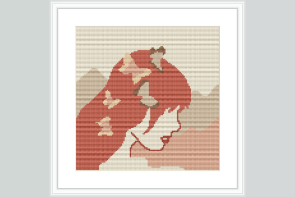 Woman Butterfly Cross Stitch Pattern