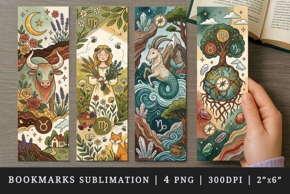 Zodiac Sign Bookmark Design Set