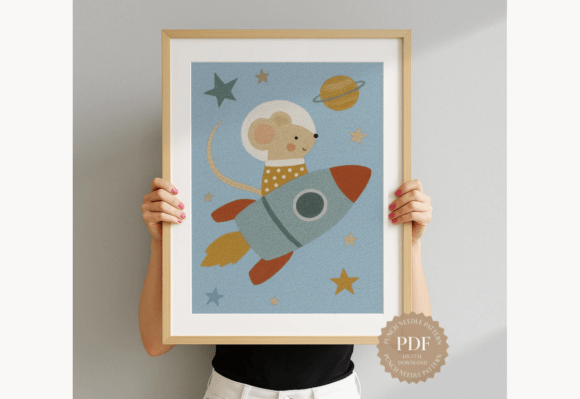 Astronaut Mouse Punch Needle Pattern
