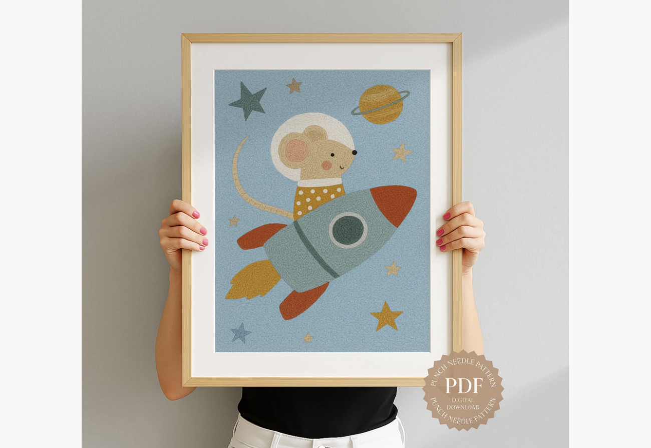 Astronaut Mouse Punch Needle Pattern