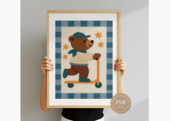 Bear on Scooter Punch Needle Pattern