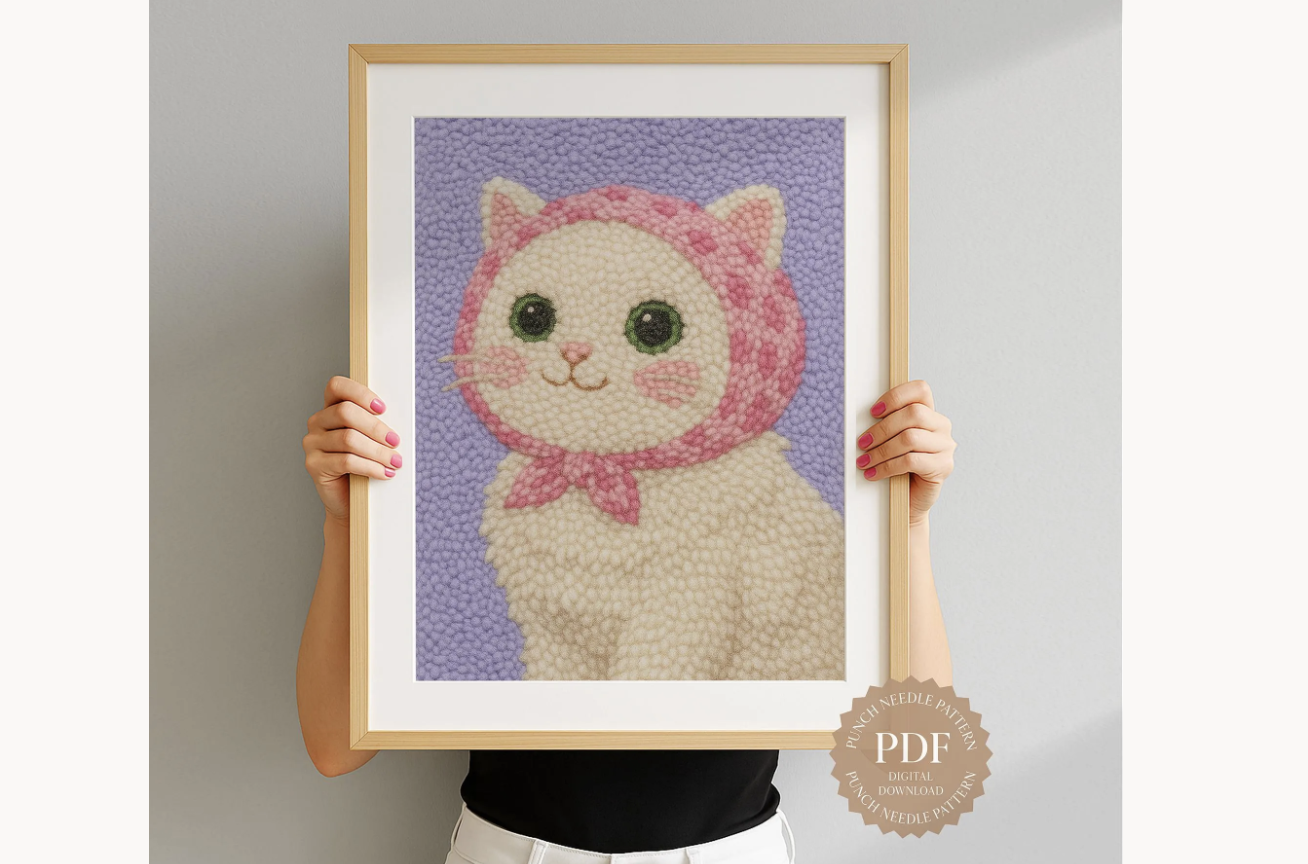 Bonnet Cat Punch Needle Pattern