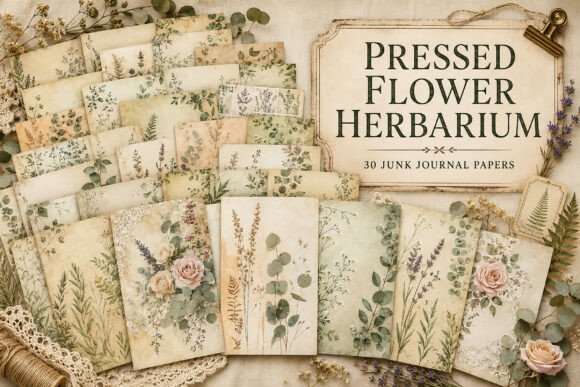 Botanical Herbarium Junk Journal Papers