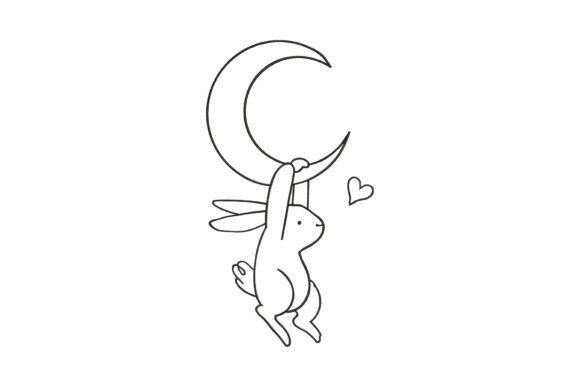 Bunny Hanging Crescent Moon