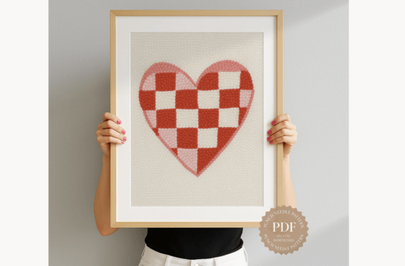 Checkered Heart Punch Needle Pattern