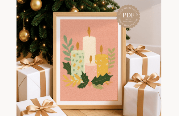 Christmas Candles Punch Needle Pattern