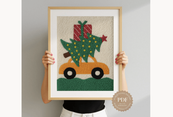 Christmas Car Punch Needle Pattern