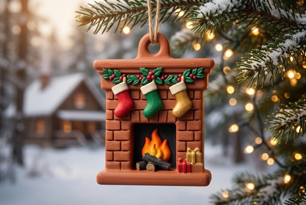 Christmas Fireplace STL File for 3D Printing – Festive Holiday Decor - Image 2