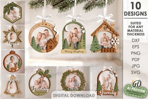Christmas Frame Ornaments Bundle Laser