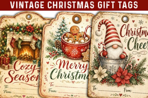 Christmas Gift Tags, Christmas Label PNG Graphic Illustrations By SinaCreation
