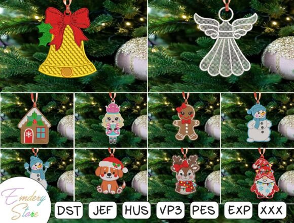 Christmas Ornament Embroidery Bundle