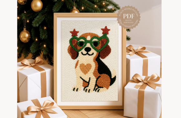 Christmas Puppy Punch Needle Pattern