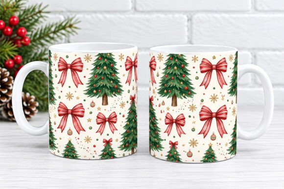 Christmas Tree Bow Free Mug Design Graphics