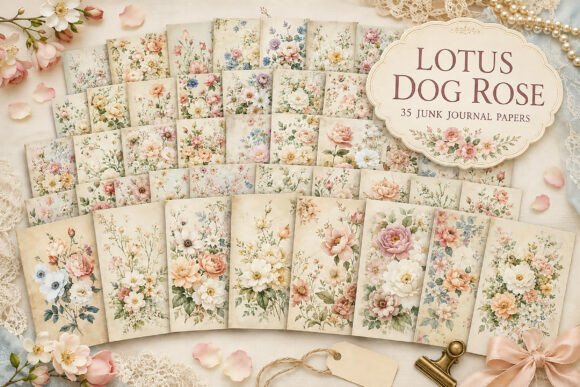 Cottage Garden Floral Junk Journal Paper