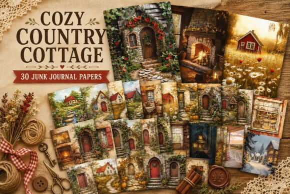Cozy Country Cottage Junk Journal Papers