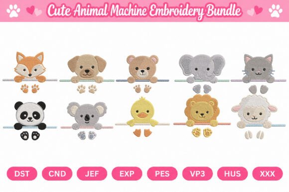Cute Animal Machine Embroidery Bundle