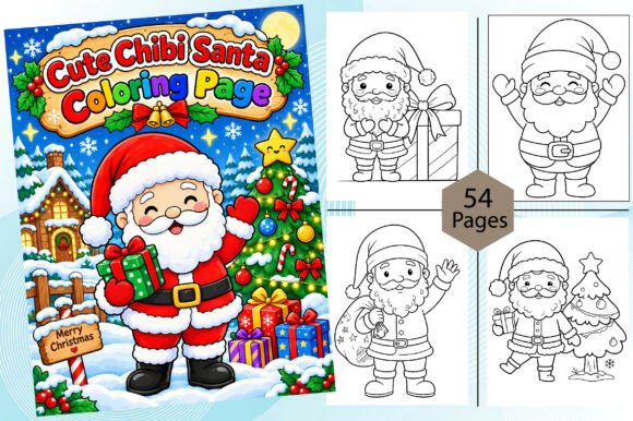 Cute Chibi Santa Christmas Coloring Book