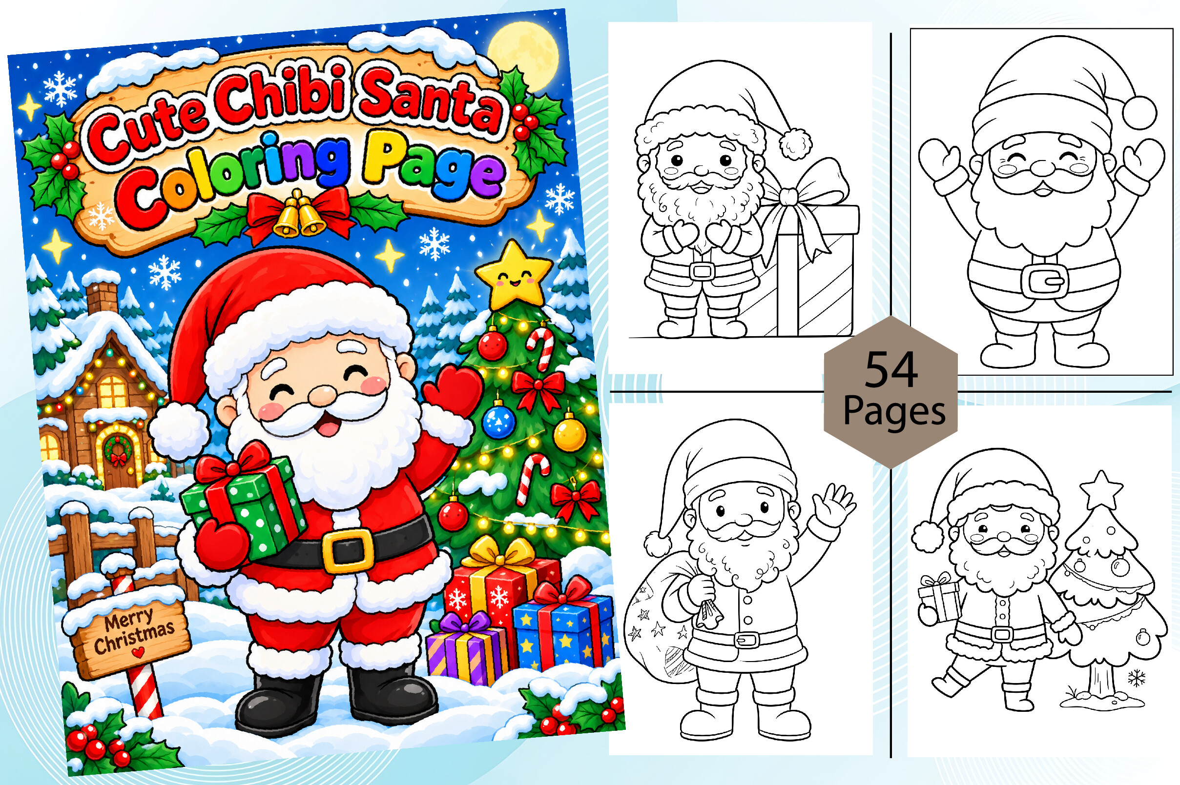 Cute Chibi Santa Christmas Coloring Book