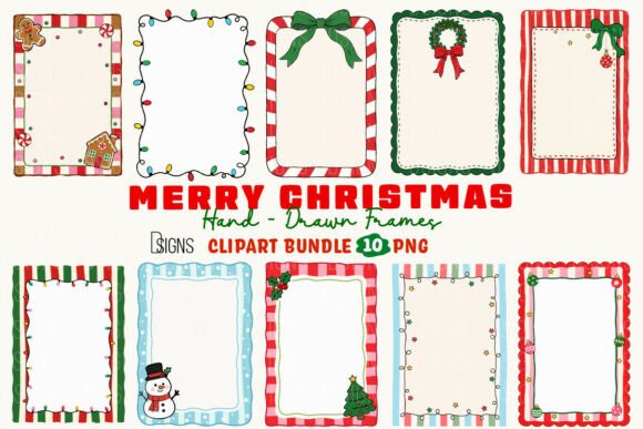 Cute Christmas Hand-Drawn Frames Bundle