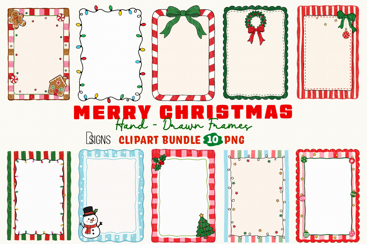 Cute Christmas Hand-Drawn Frames Bundle