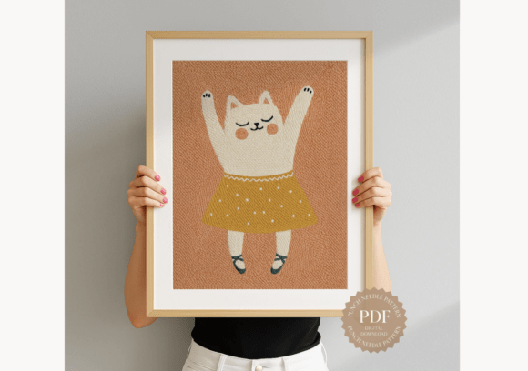 Dancing Cat Punch Needle Pattern