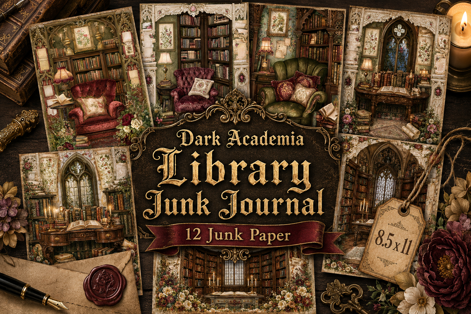Dark Academia Library Junk Journal