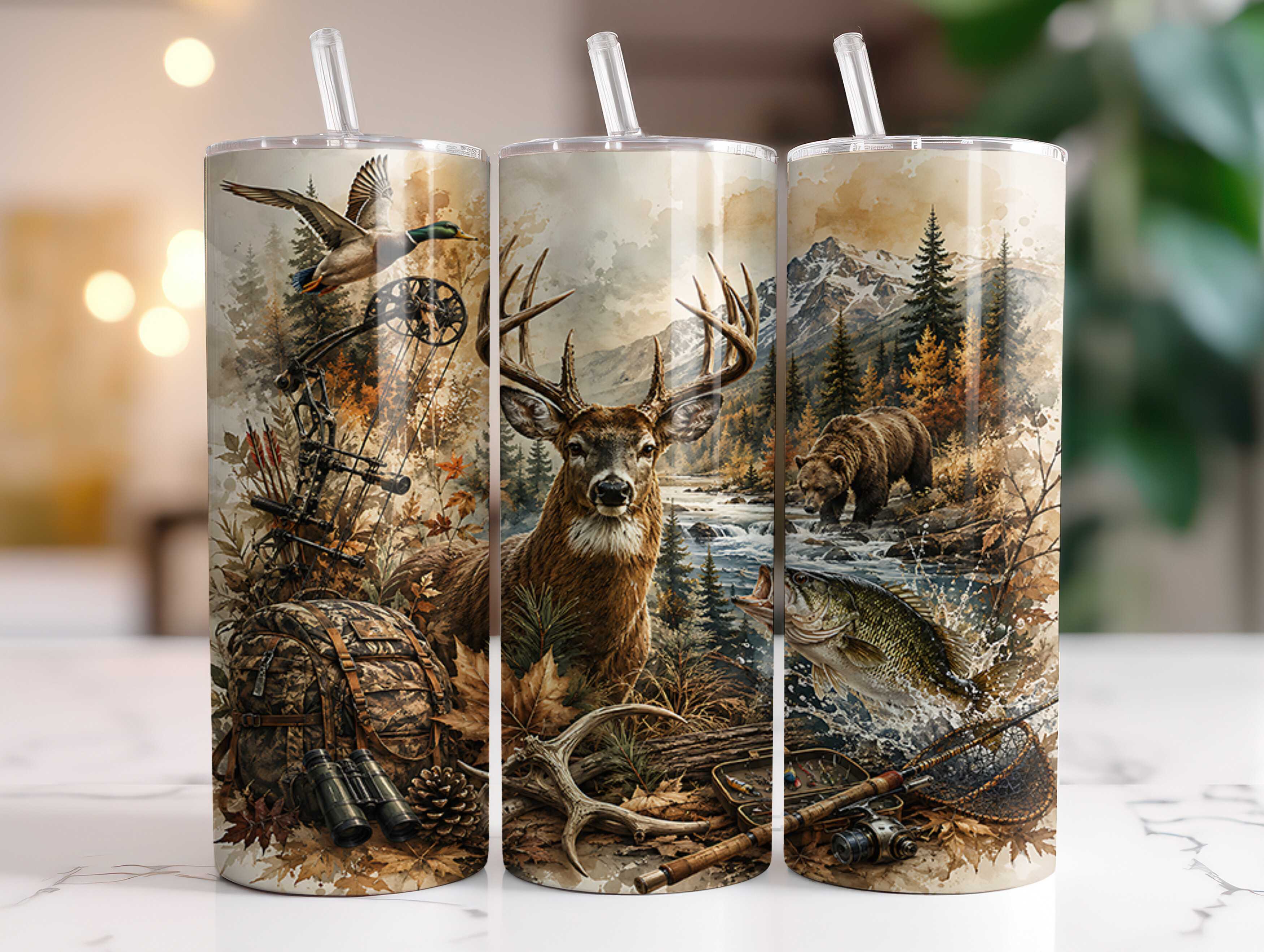 Deer Hunting Fishing 20oz Tumbler Wrap