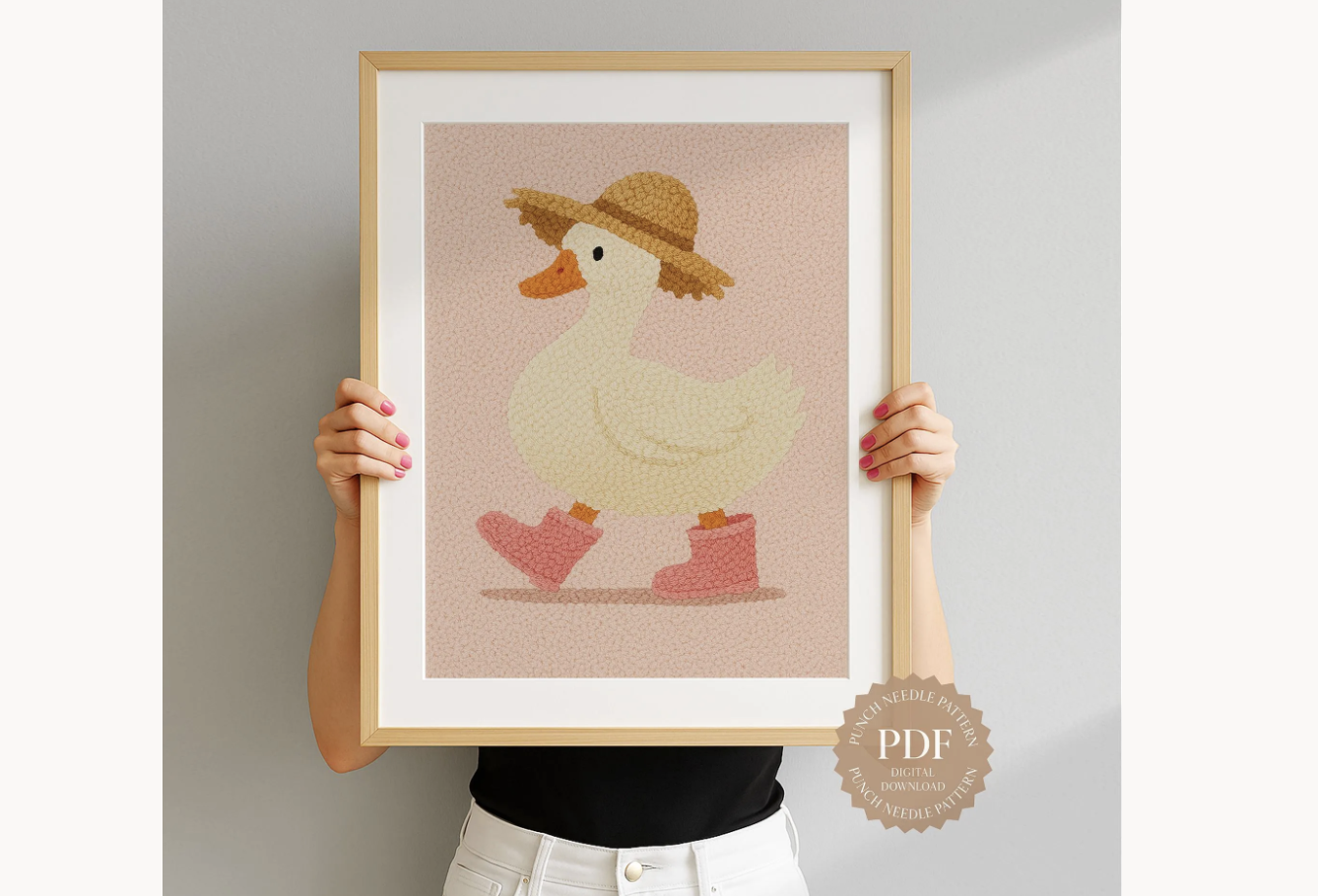 Duck in Rain Boots Punch Needle Pattern