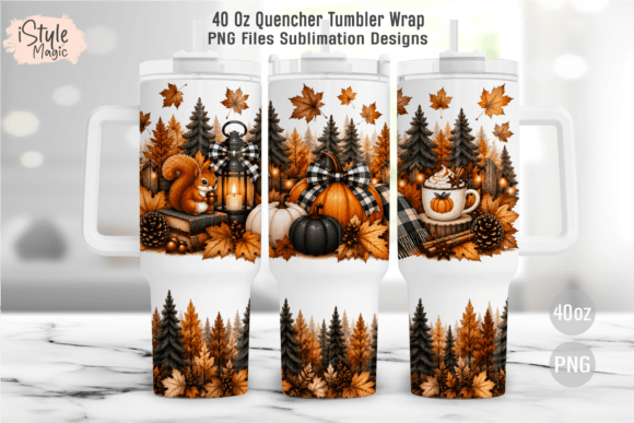 Fall Autumn Forest 40oz Tumbler Wrap PNG