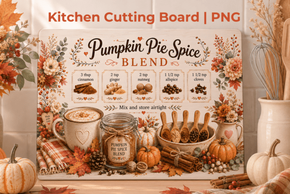 Fall Pumpkin Spice Cutting Board Png