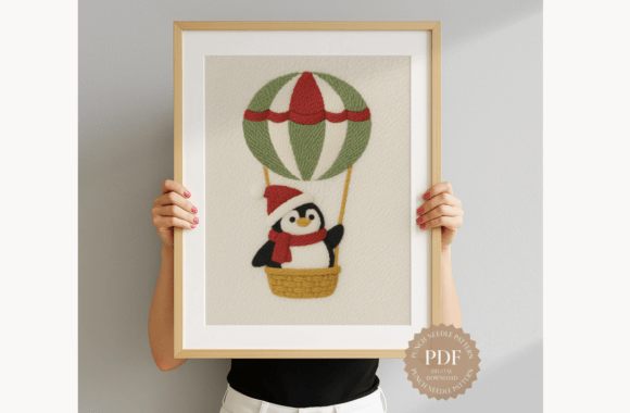 Festive Penguin Punch Needle Pattern
