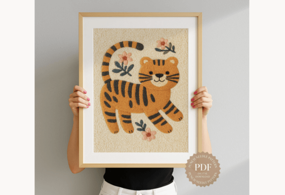 Floral Tiger Punch Needle Pattern