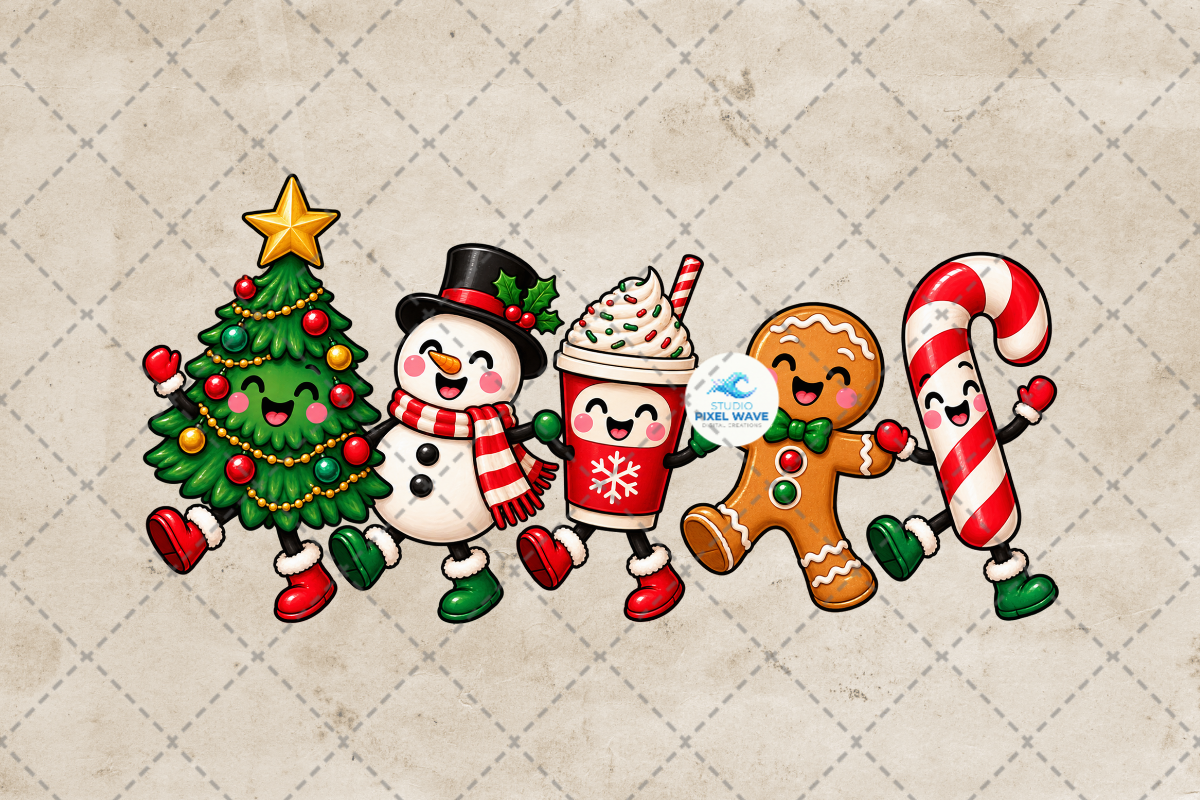 Funny Christmas Doodle Characters Png