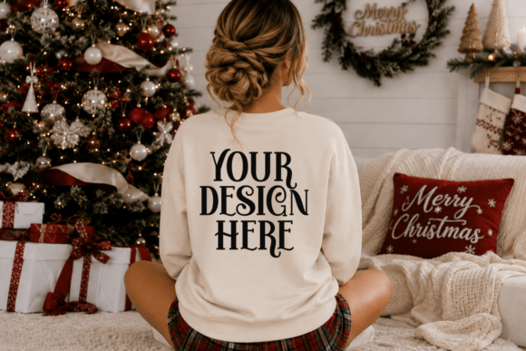 Gildan 18000 Christmas Back View Mockup