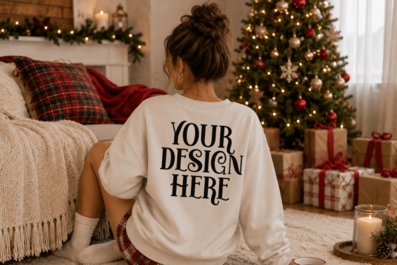 Gildan 18000 Christmas Back View Mockup