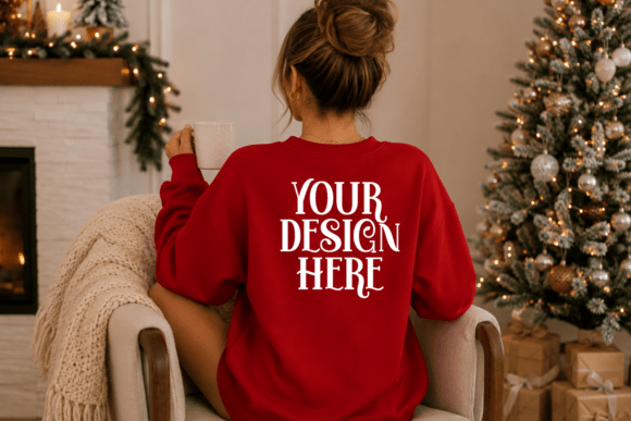 Gildan 18000 Christmas Back View Mockup