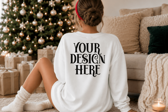 Gildan 18000 Christmas Back View Mockup