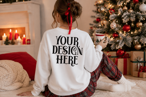 Gildan 18000 Christmas Back View Mockup