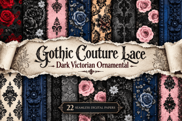 Gothic Couture Lace Dark Victorian Graphic Patterns By Designstock
